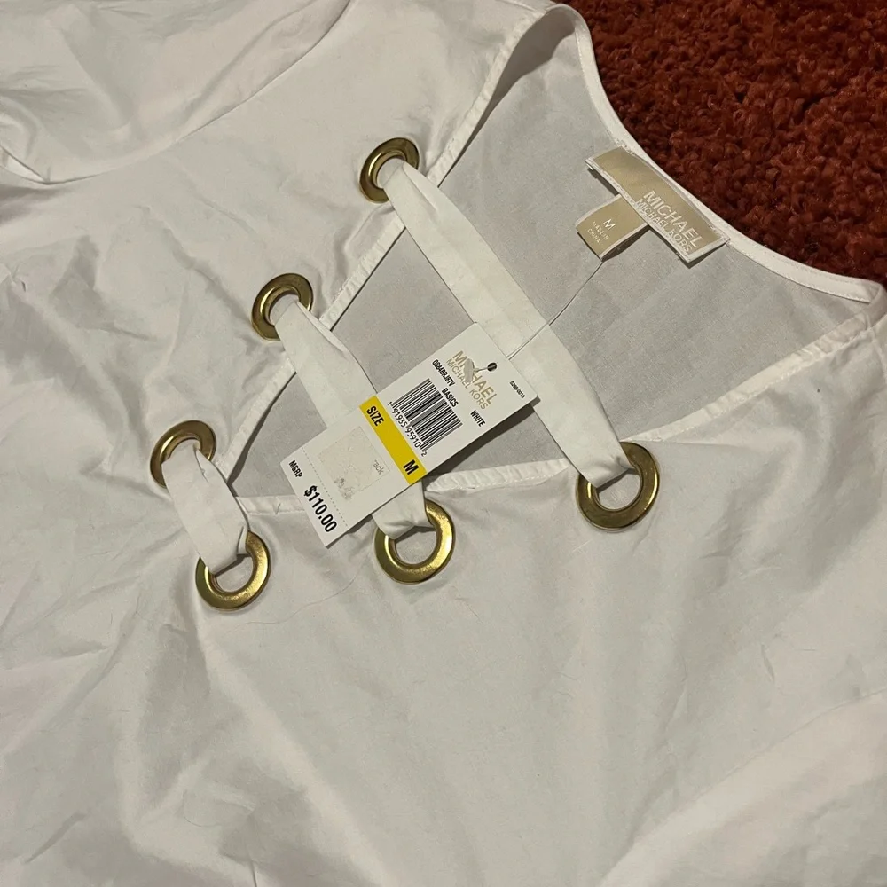 Michael Kors White Blouse with Gold Accents - Picture 2 of 3